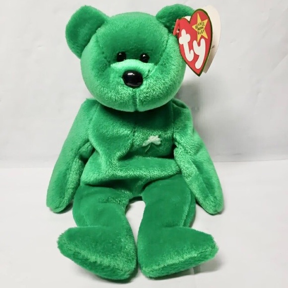 ERIN Irish Bear, TY Beanie Babies, embroidered Shamrock, 1997, Vintage - Picture 2 of 10